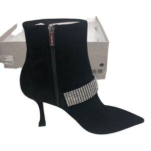 Jimmy Choo Kaza Suede Crystal-Buckle Booties Size 40/ USA 9.5 NWB